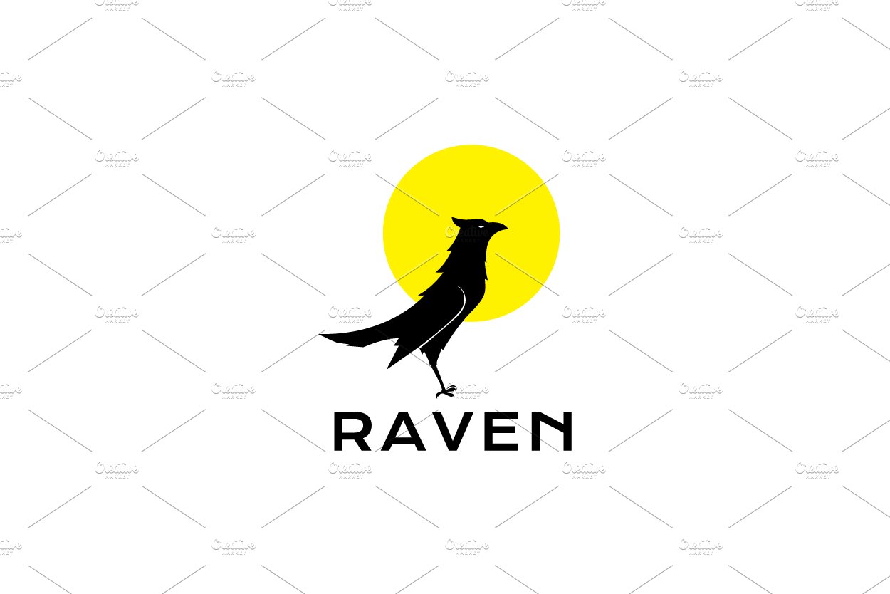 raven with sunset logo design cover image.