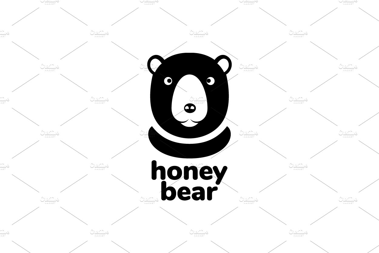 portrait honey bear flat logo design cover image.