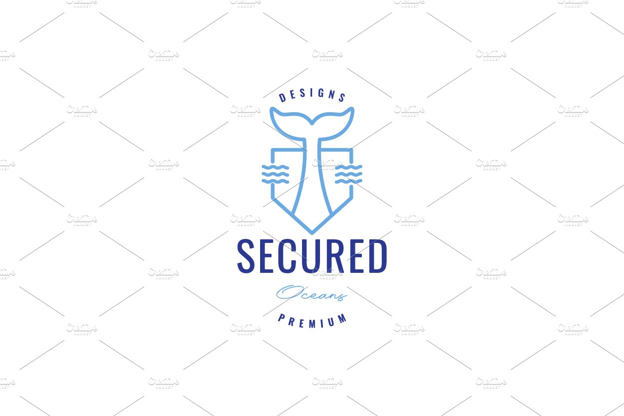 shield with whale tail logo design cover image.