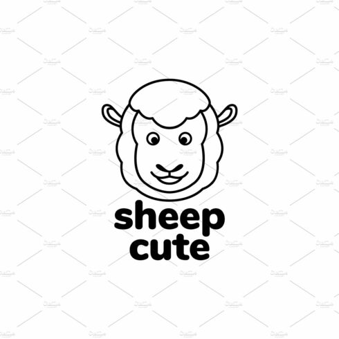 head sheep cute line minimal logo cover image.