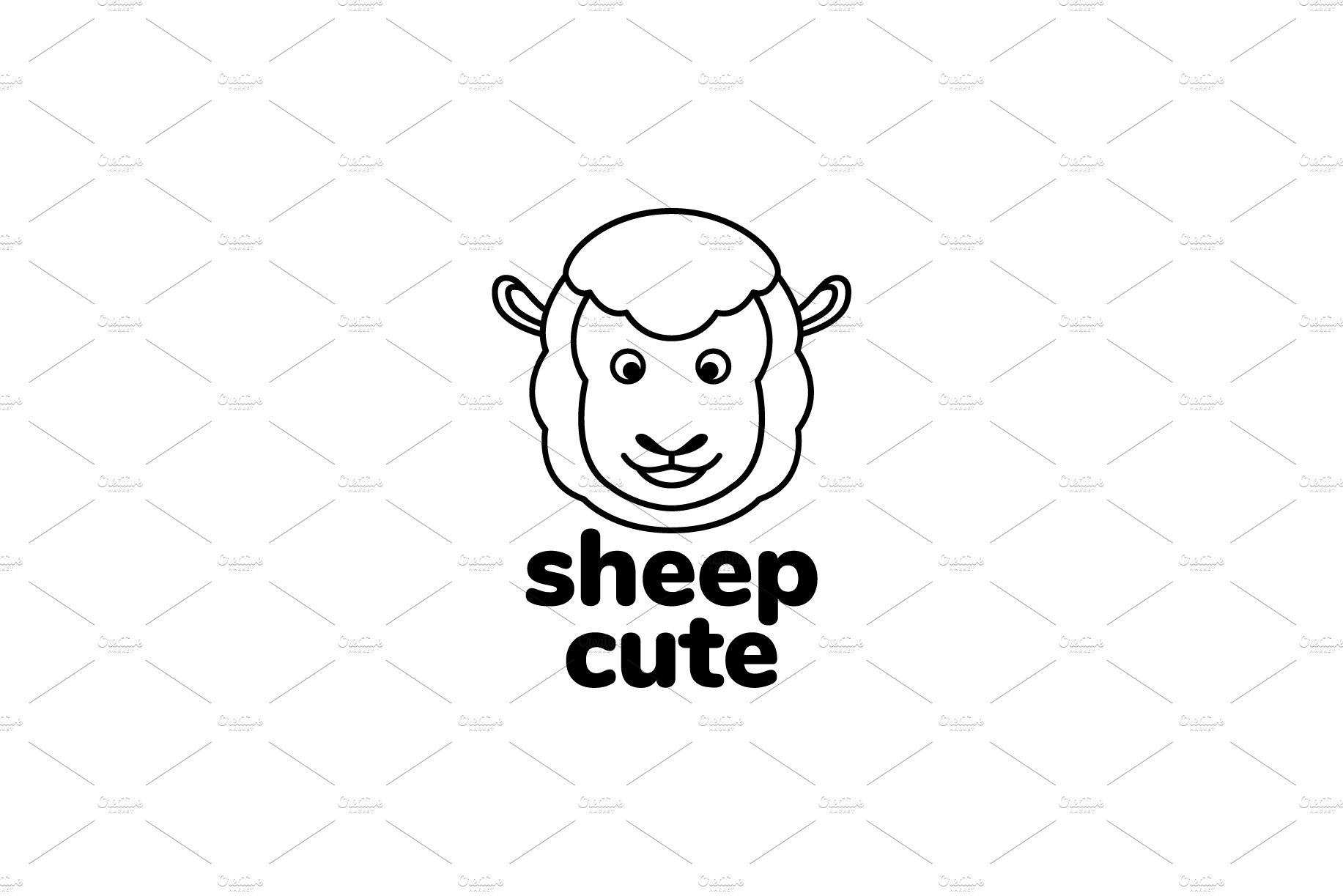 head sheep cute line minimal logo cover image.