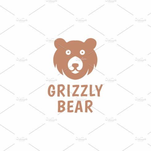 cute face bear grizzly cartoon logo cover image.