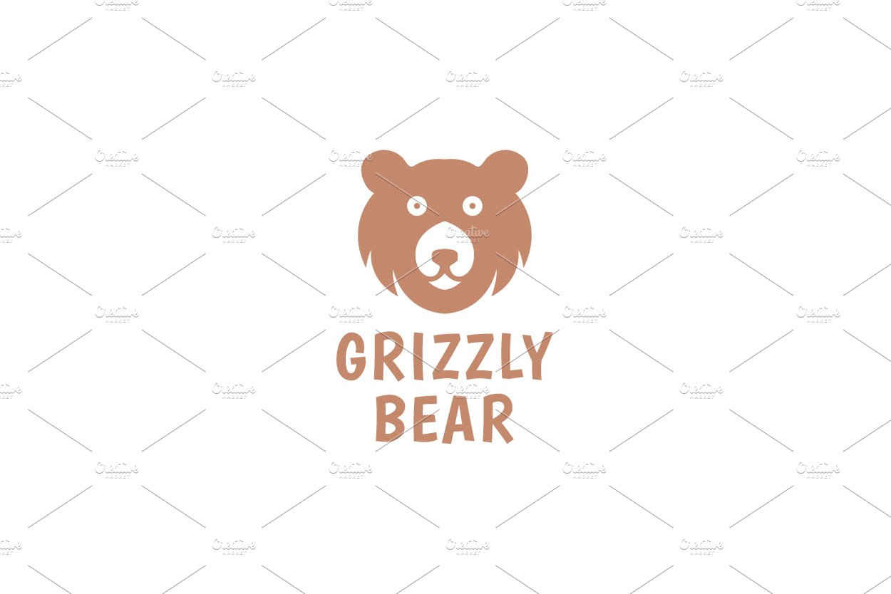 cute face bear grizzly cartoon logo cover image.