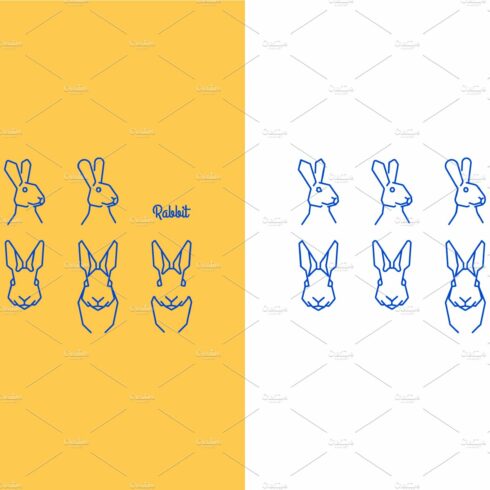 vector rabbit line art logo set cover image.