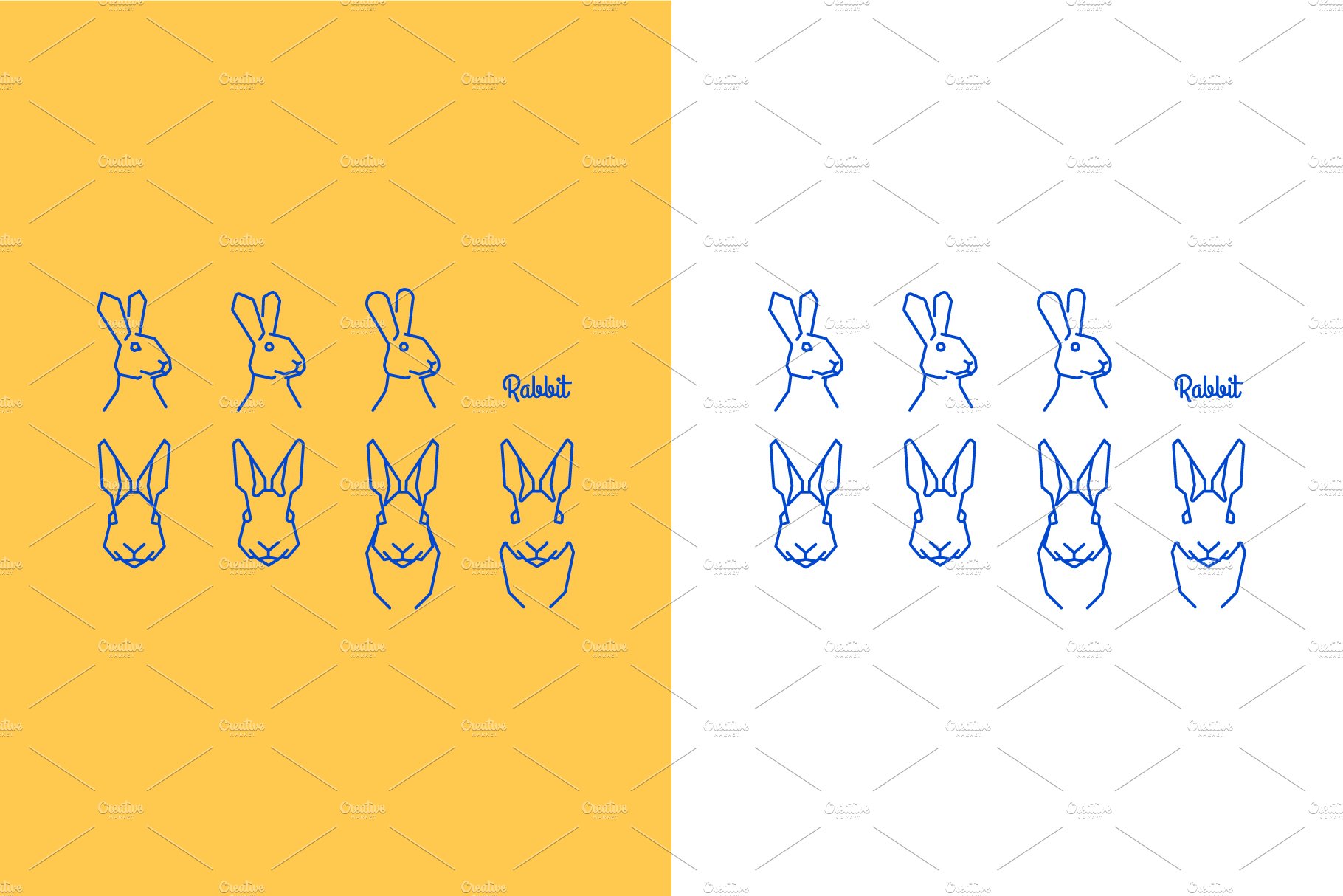 vector rabbit line art logo set cover image.