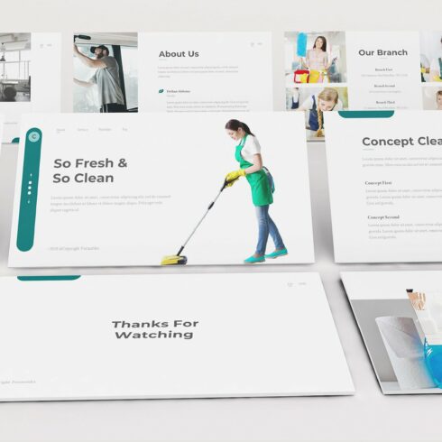 Cleaning Service Powerpoint Template cover image.