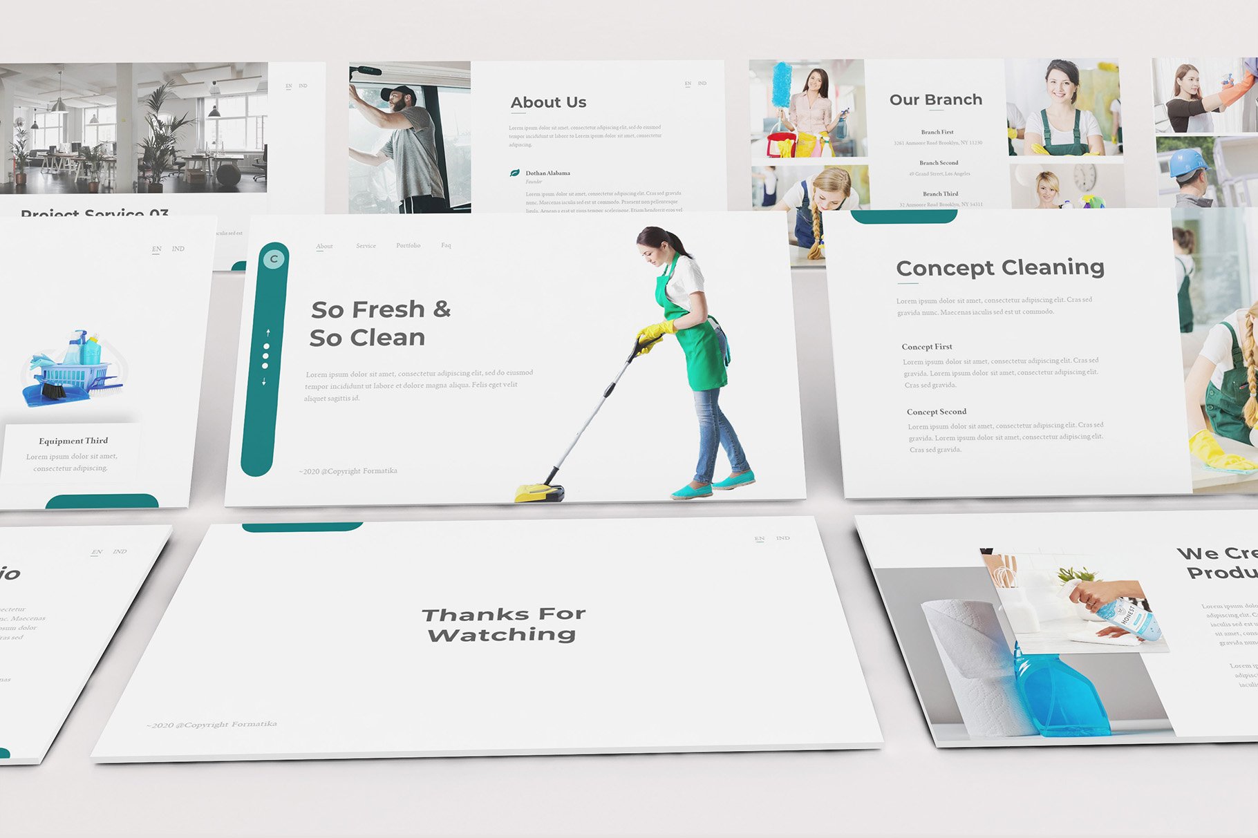 Cleaning Service Powerpoint Template cover image.
