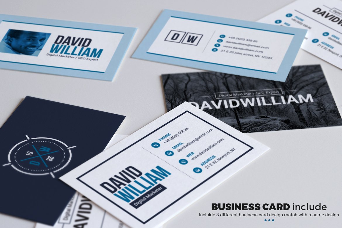 07 resume with business card design template ms word 443