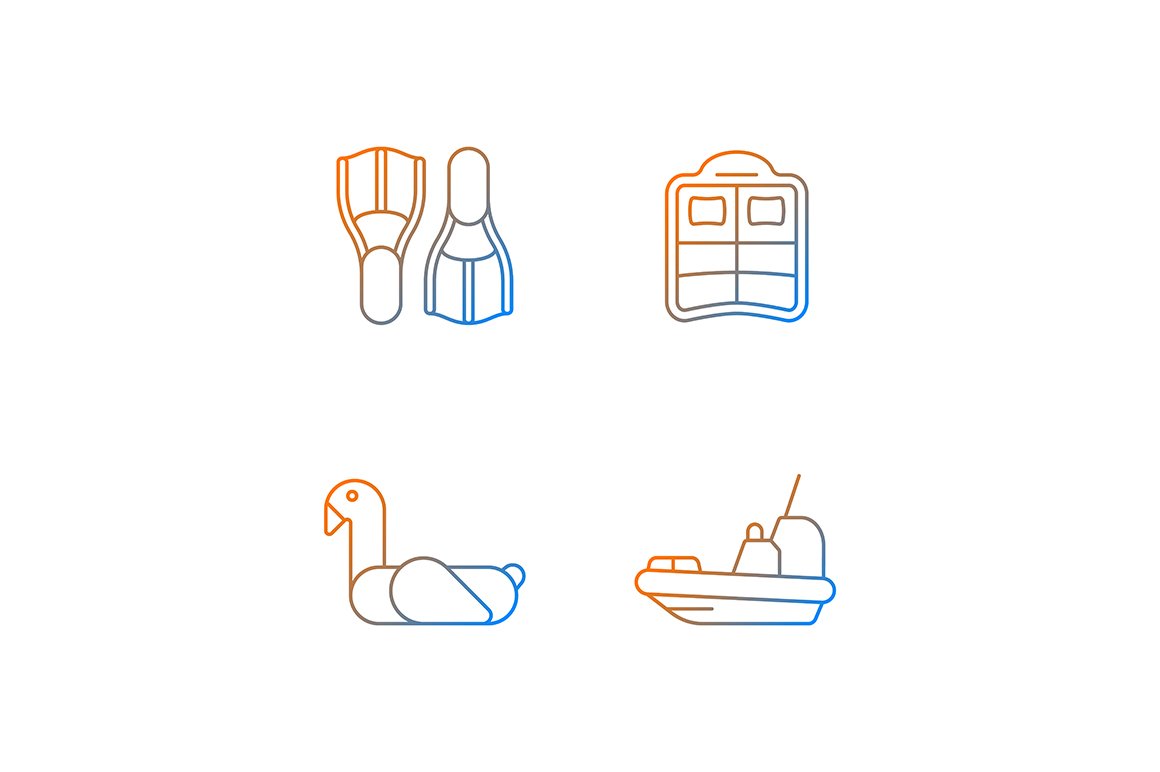 Summer vacations gradient icons set cover image.
