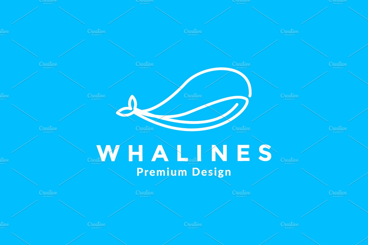 lines art animal fish whale logo cover image.