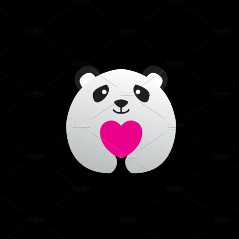 cute panda hug love logo vector cover image.