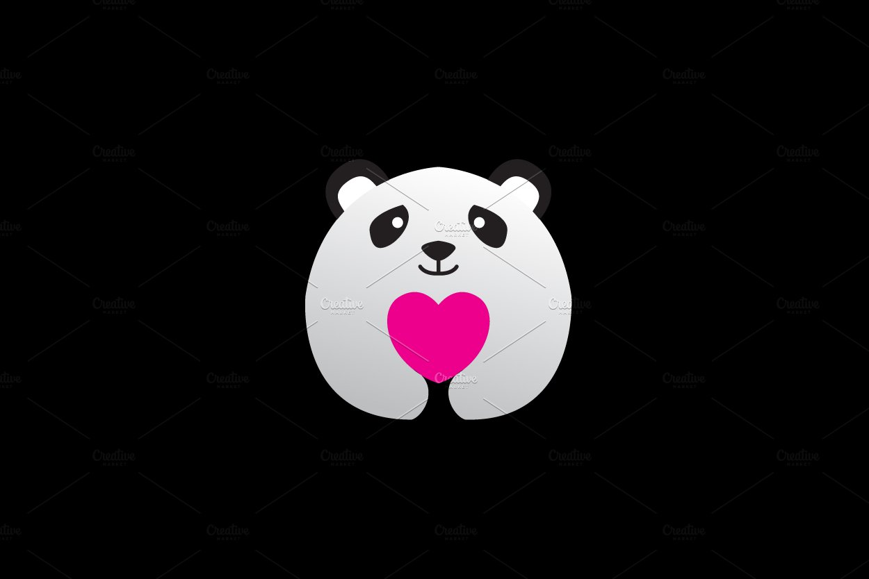 cute panda hug love logo vector cover image.