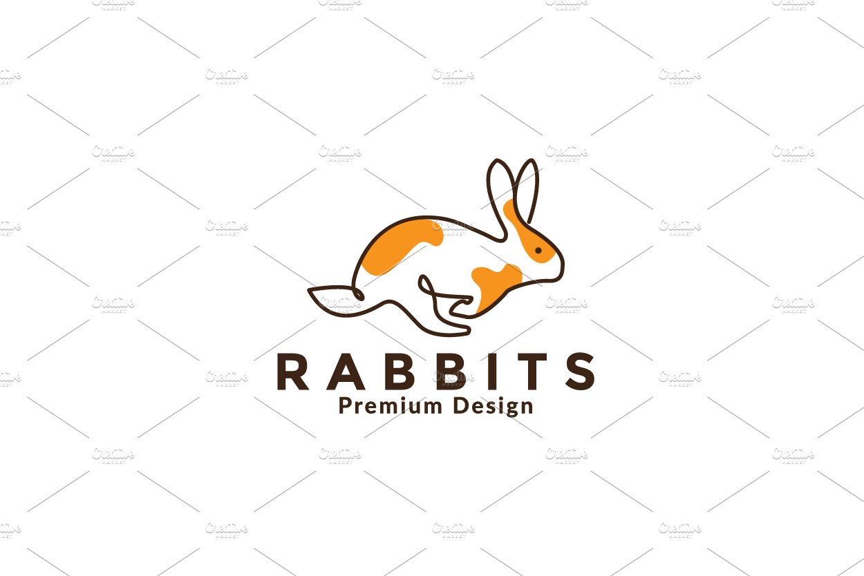 abstract animal rabbits jump logo cover image.