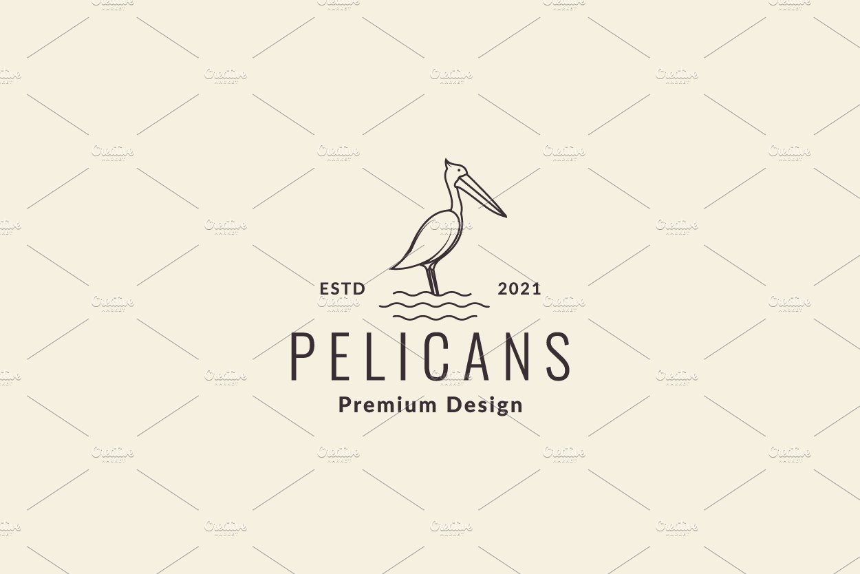 lines hipster bird pelican logo cover image.