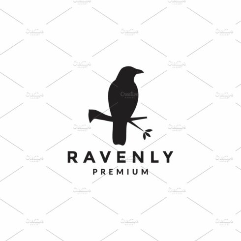 silhouette bird raven at branch logo cover image.