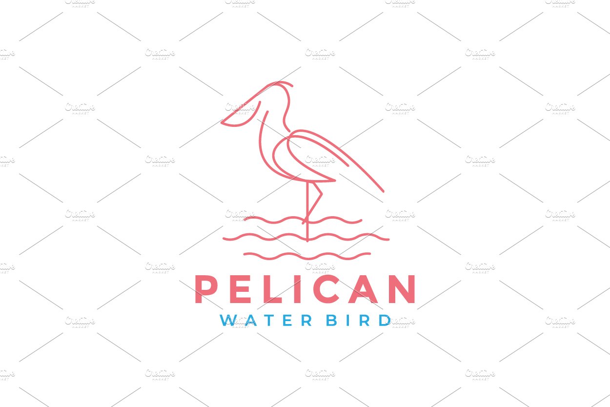 minimal line bird pelican water logo cover image.
