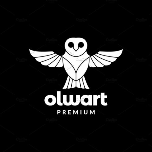 modern owl white fly logo design cover image.