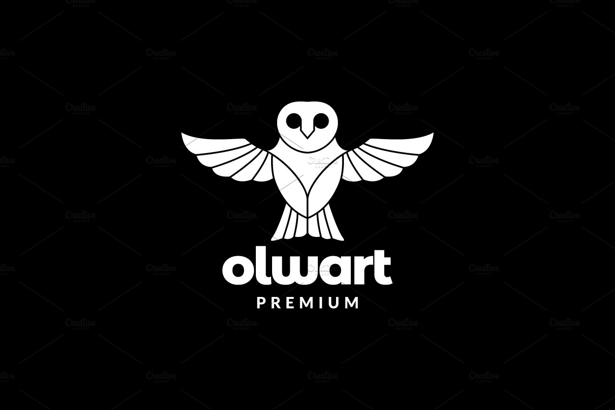 modern owl white fly logo design cover image.