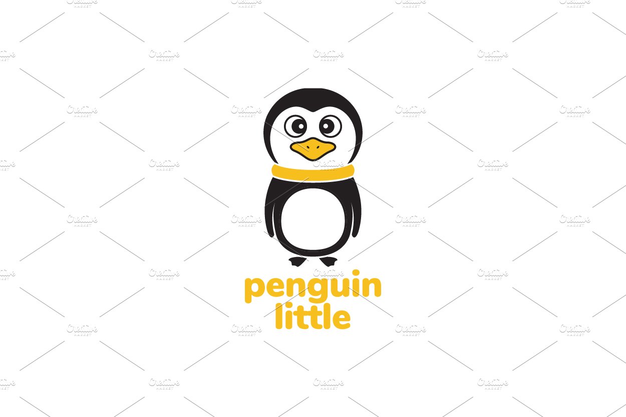 little penguin cute logo design cover image.