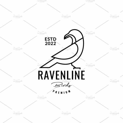 geometric raven line logo design cover image.