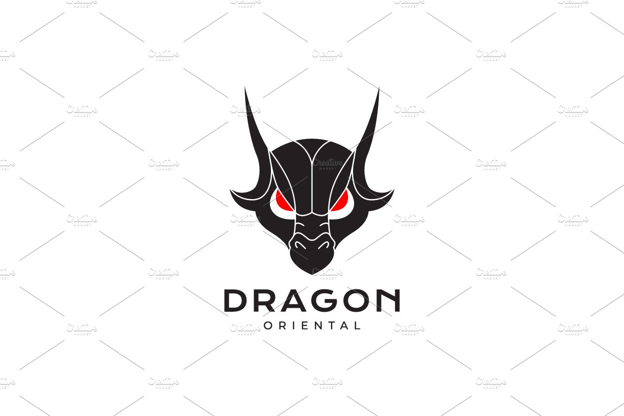 face angry dragon myth logo design cover image.