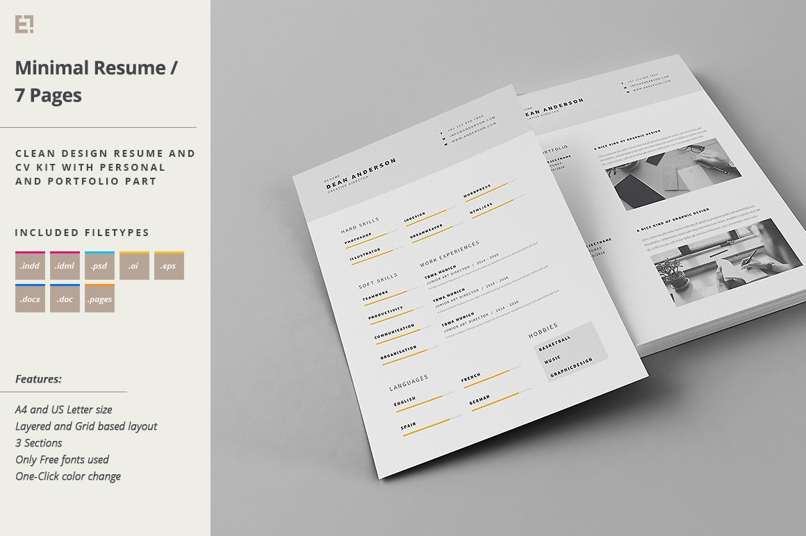 Clean and minimal resume template.