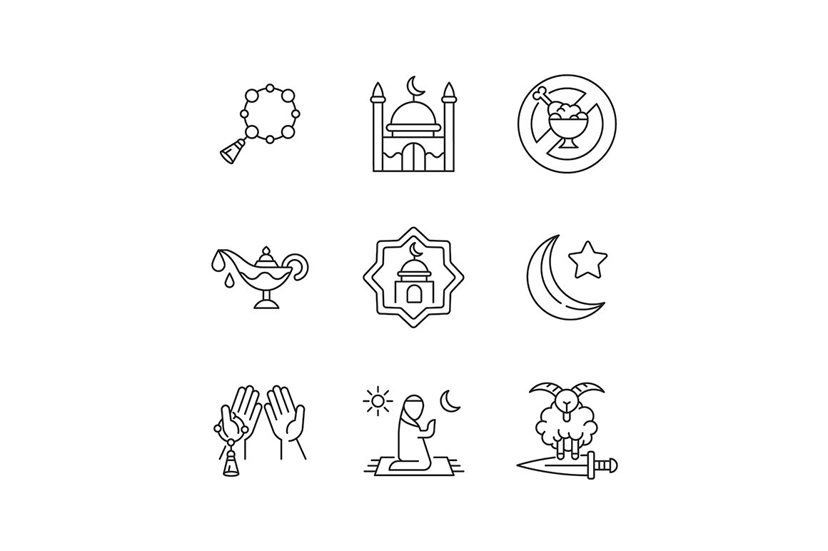 Muslim religious traditions icons cover image.