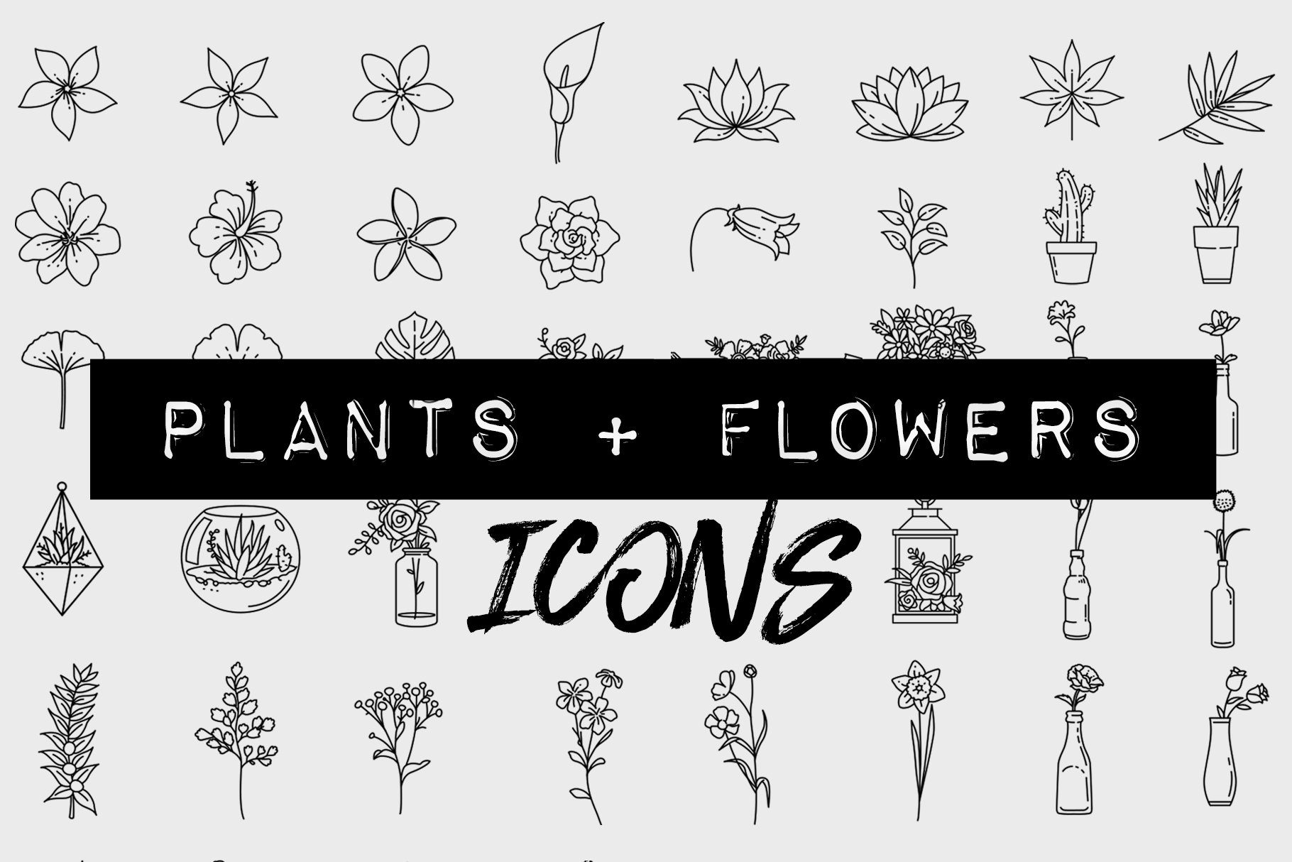 09 plants flowers icons collection 576