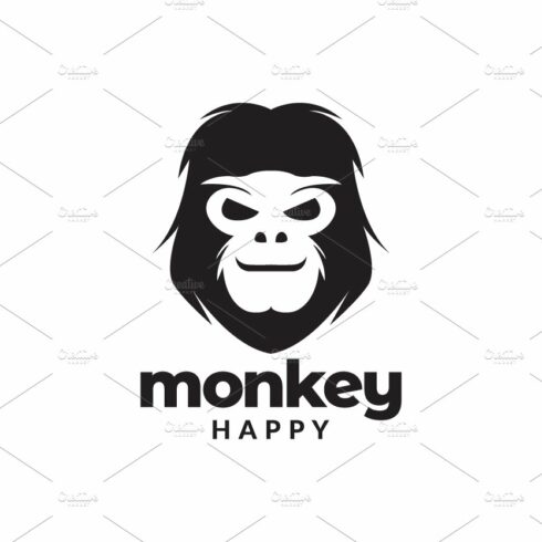 head monkey smile modern logo design cover image.