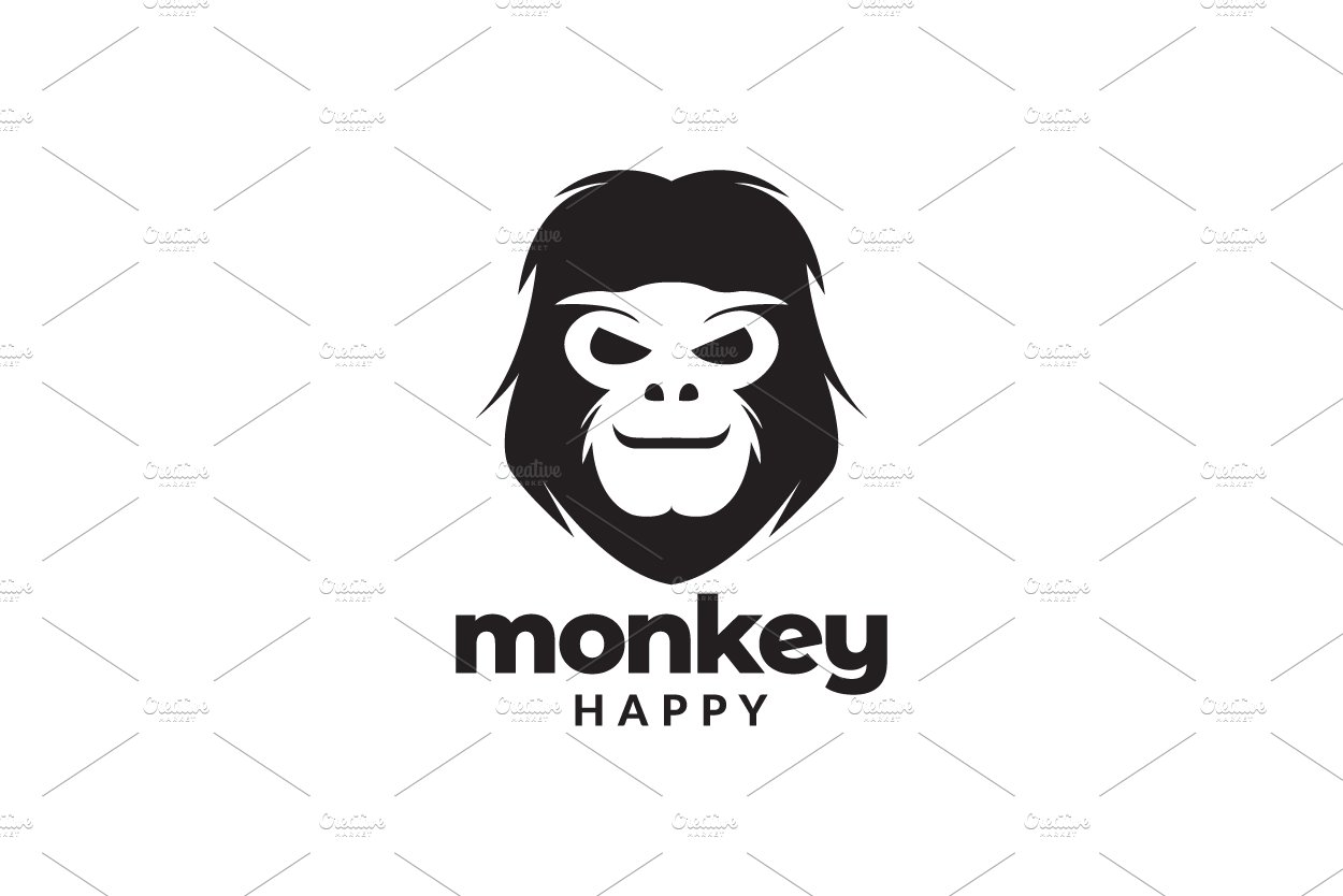 head monkey smile modern logo design cover image.