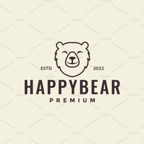 head bear cute line cheerful logo cover image.
