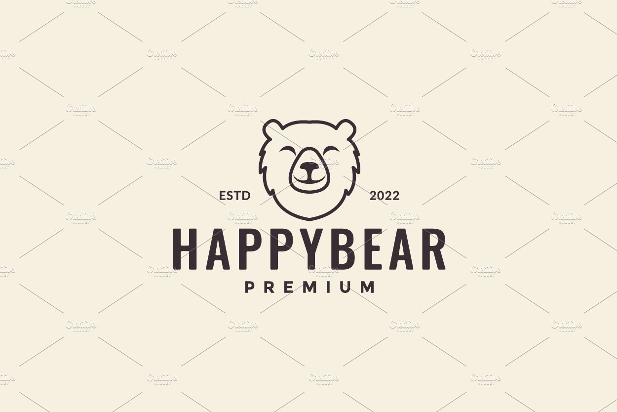 head bear cute line cheerful logo cover image.