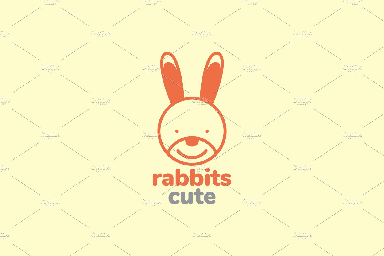 cute cartoon rabbit long ears logo cover image.