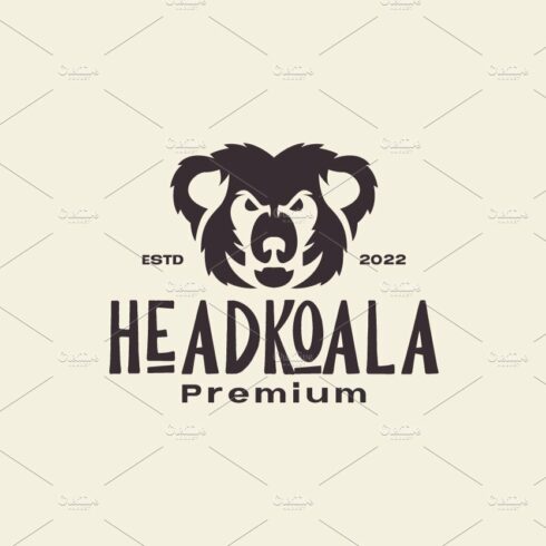 head koala retro logo design vector cover image.