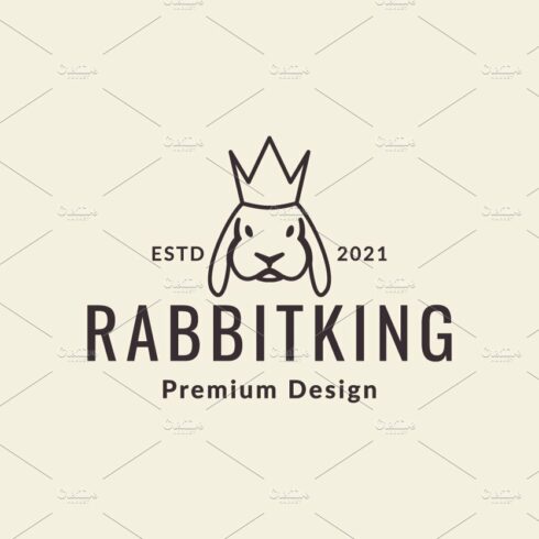 cute rabbit with crown hipster logo cover image.
