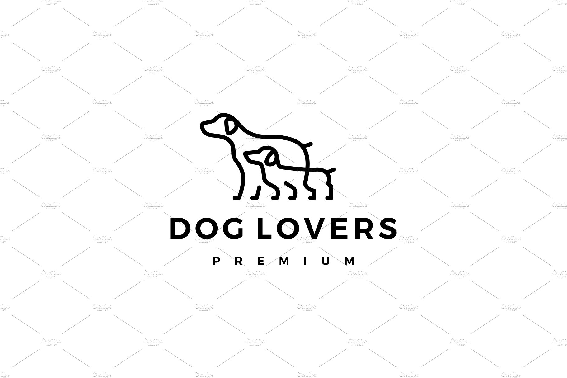 two dogs lovers logo vector icon cover image.