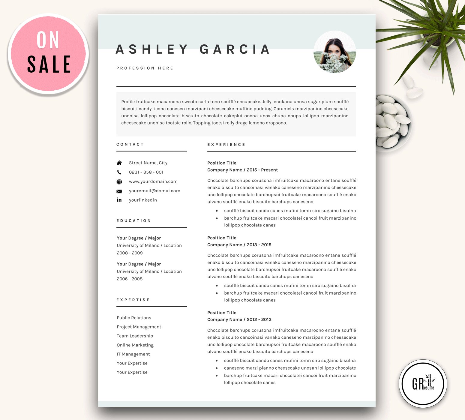 Resume CV Template for Word cover image.