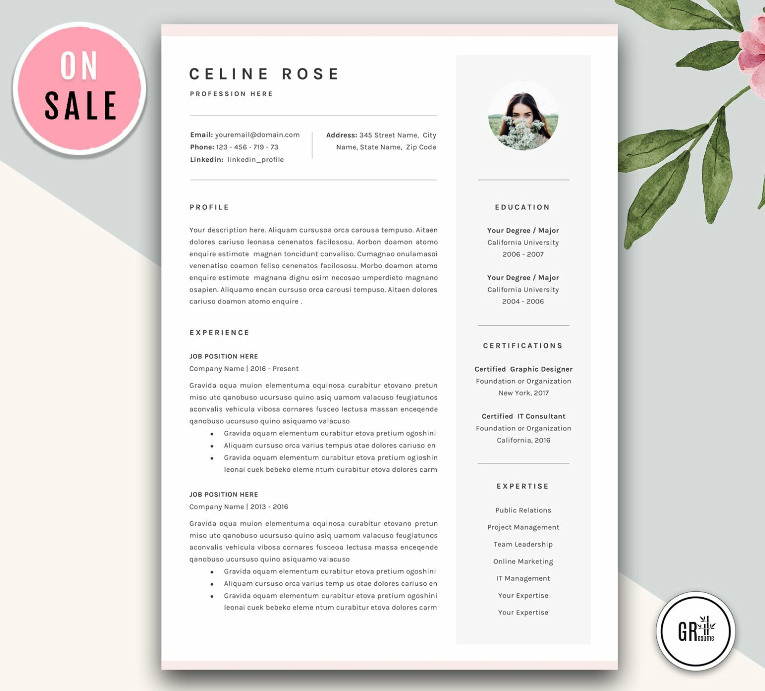 Resume CV Template for MS Word – MasterBundles