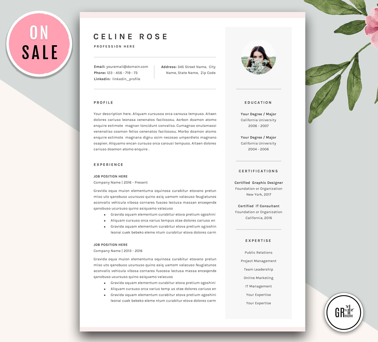 Resume CV Template for MS Word cover image.