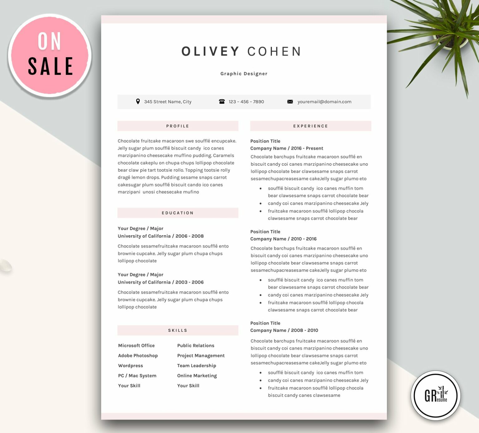 Creative Resume CV Template – MasterBundles