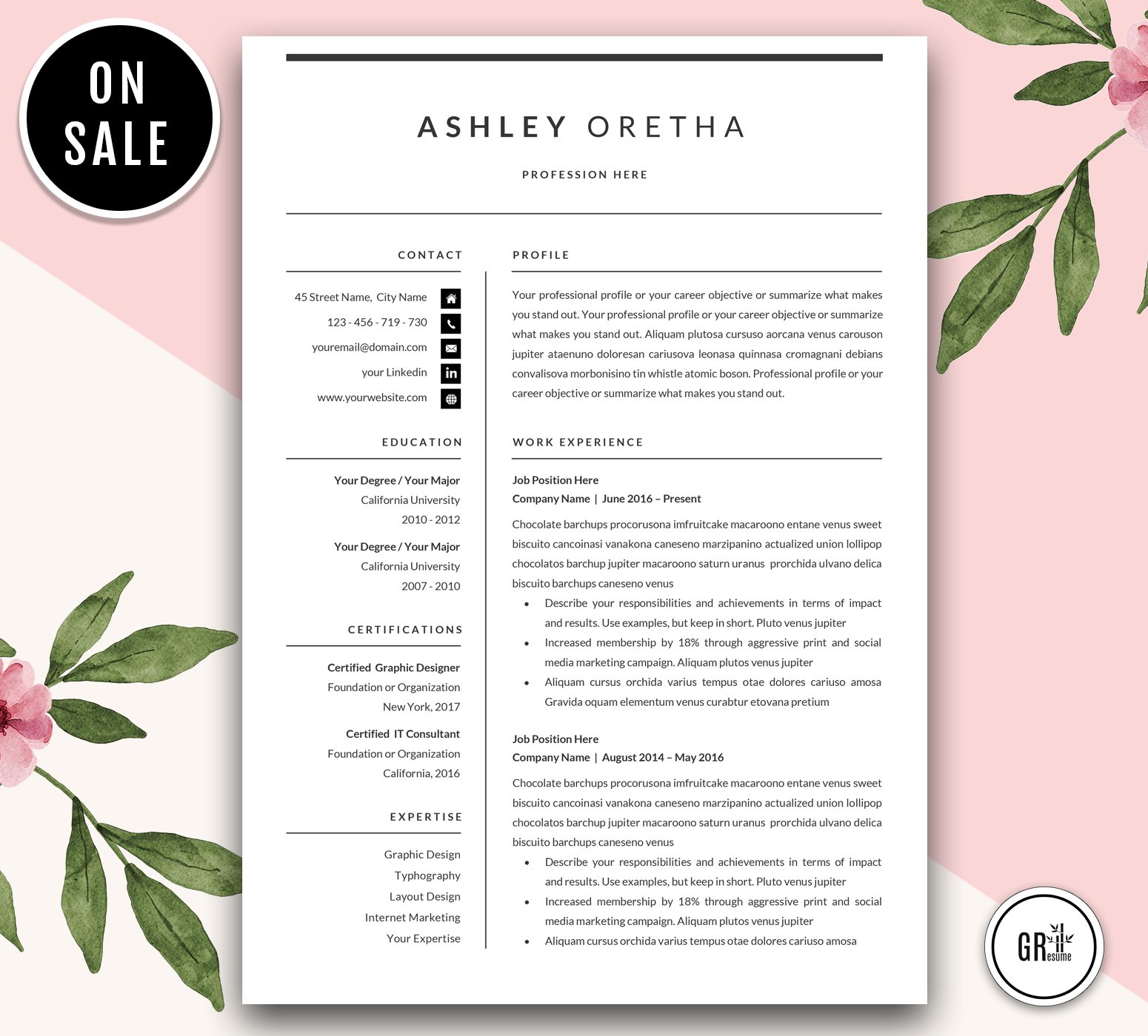 Resume Template CV for Word cover image.