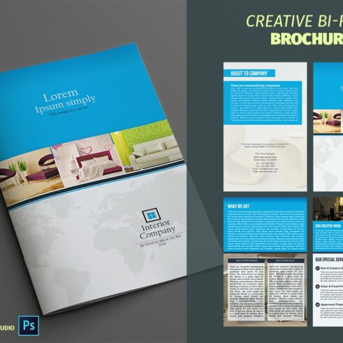 Interior Bifold Brochure Template cover image.