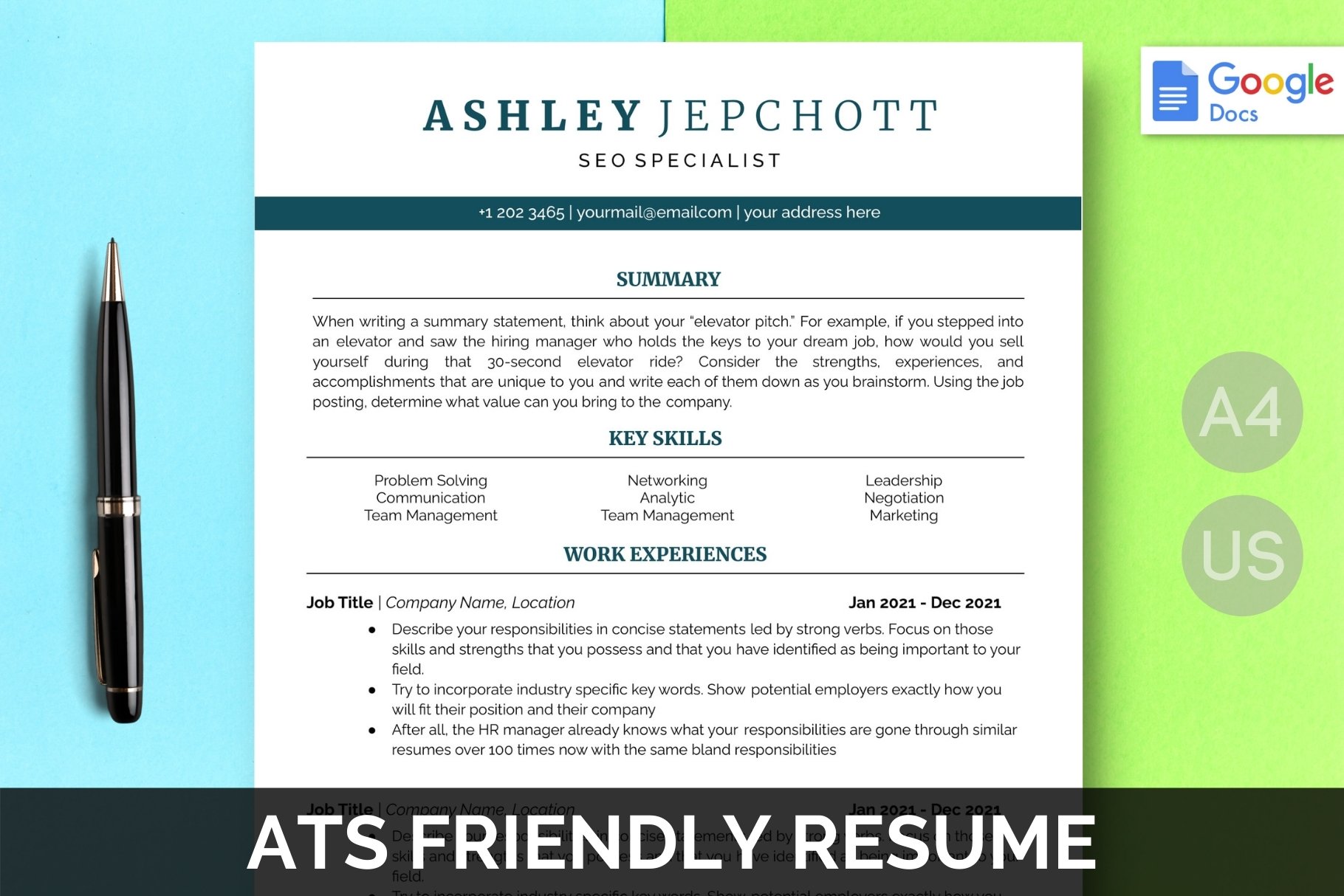 ATS friendly resume google docs cover image.