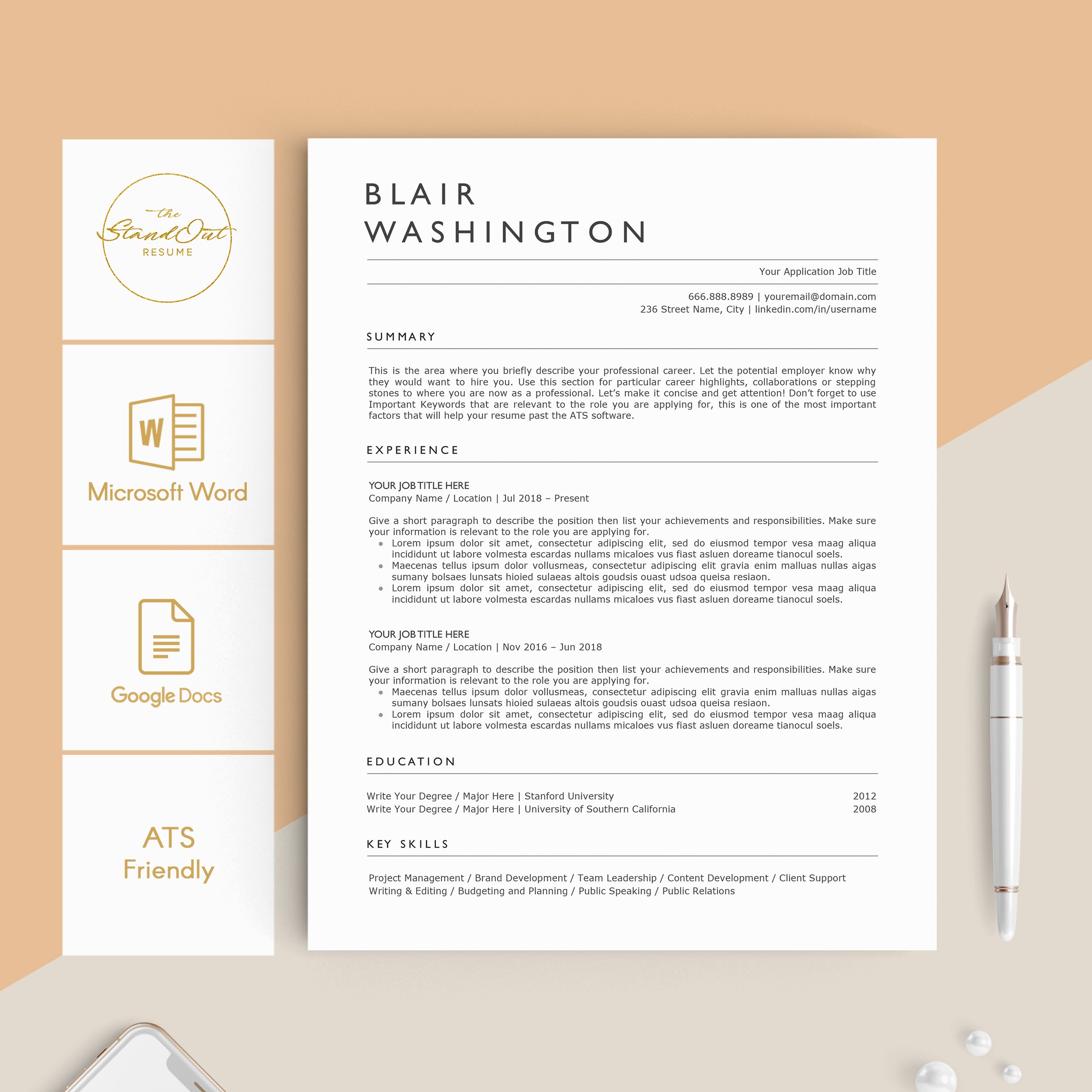 ATS Resume Template - BLAIR preview image.