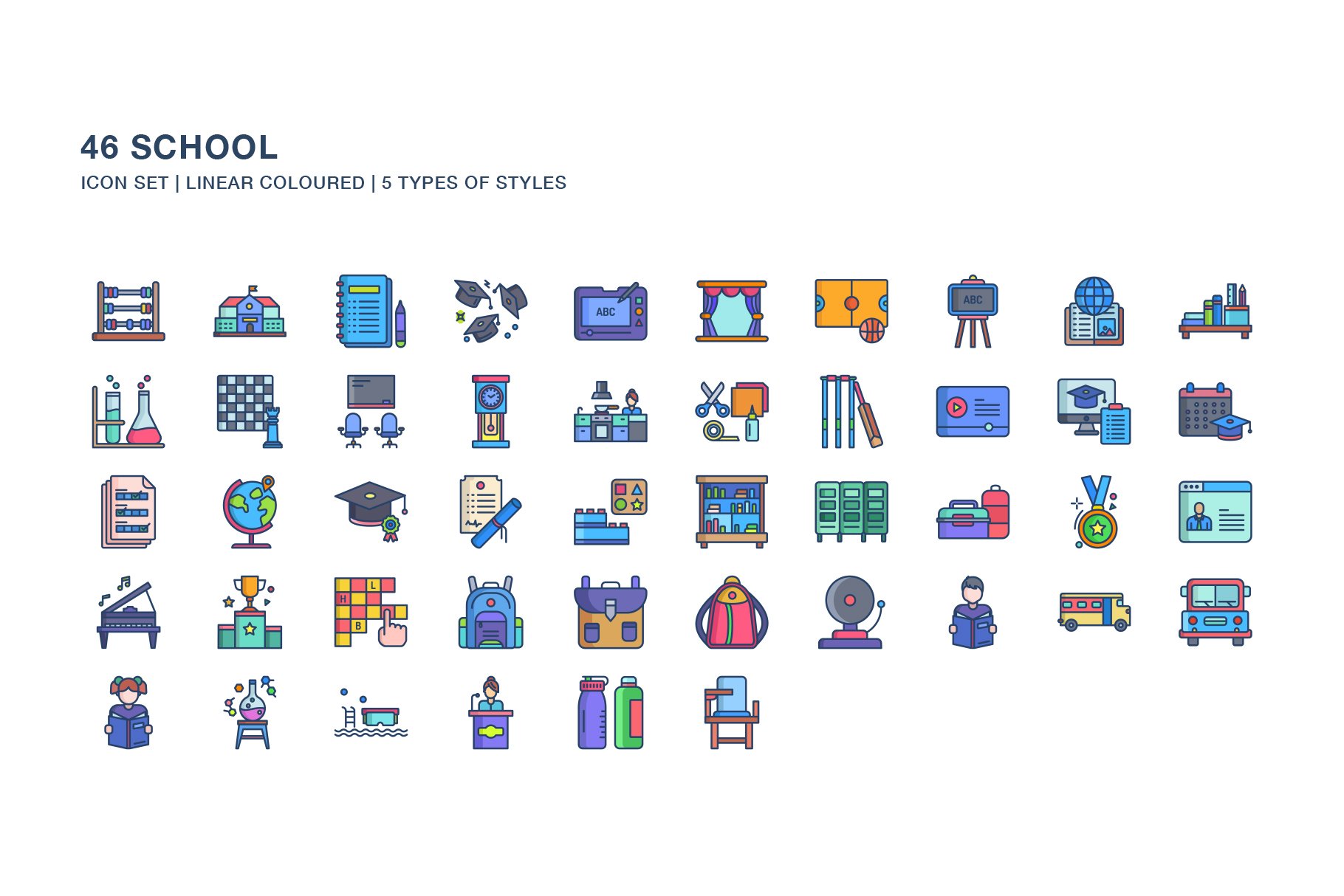 School icon set preview image.