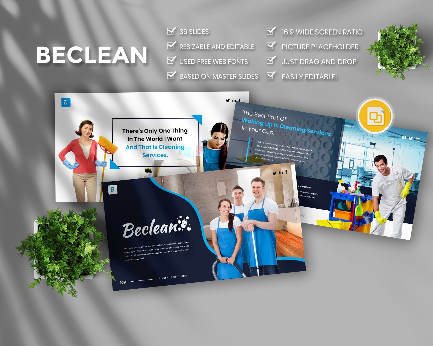 Beclean CleaningServices Googleslide cover image.