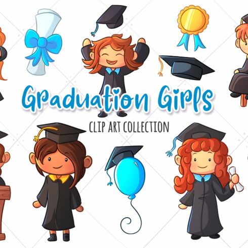 Graduation Girls Clip Art Collection cover image.