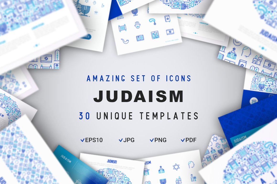 Judaism Icons Set | Concept preview image.