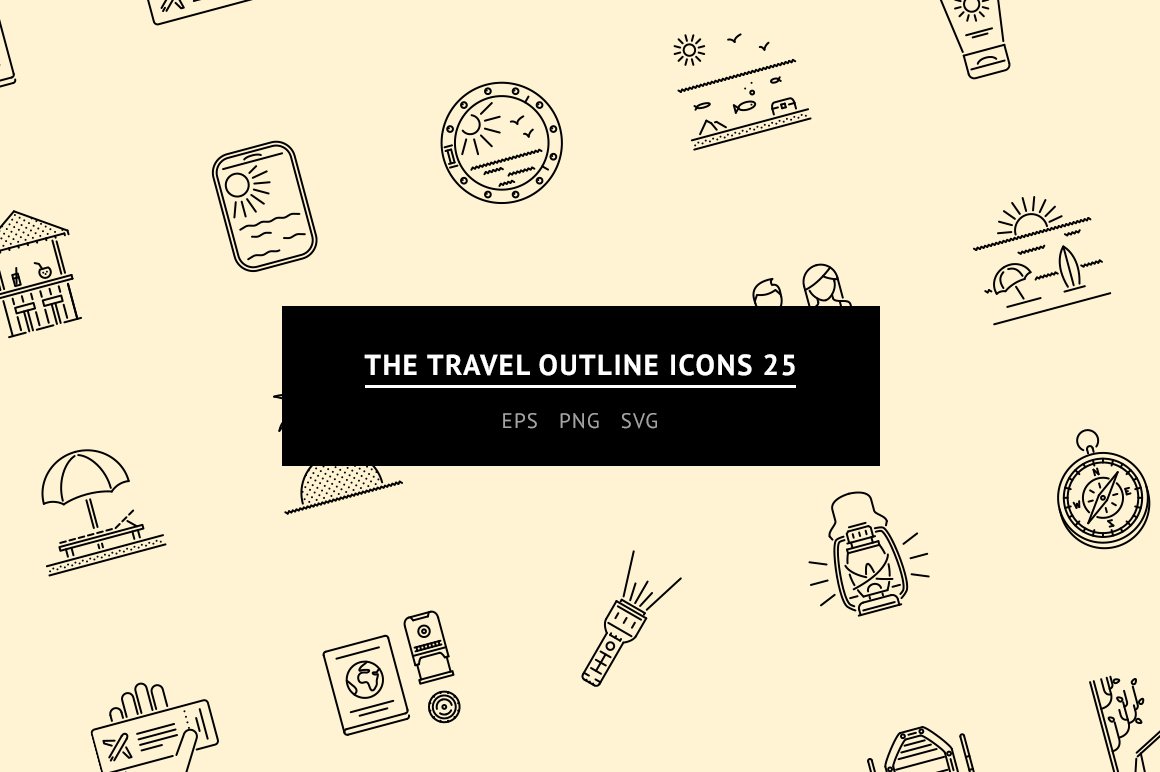 The Travel Outline Icons 25 cover image.