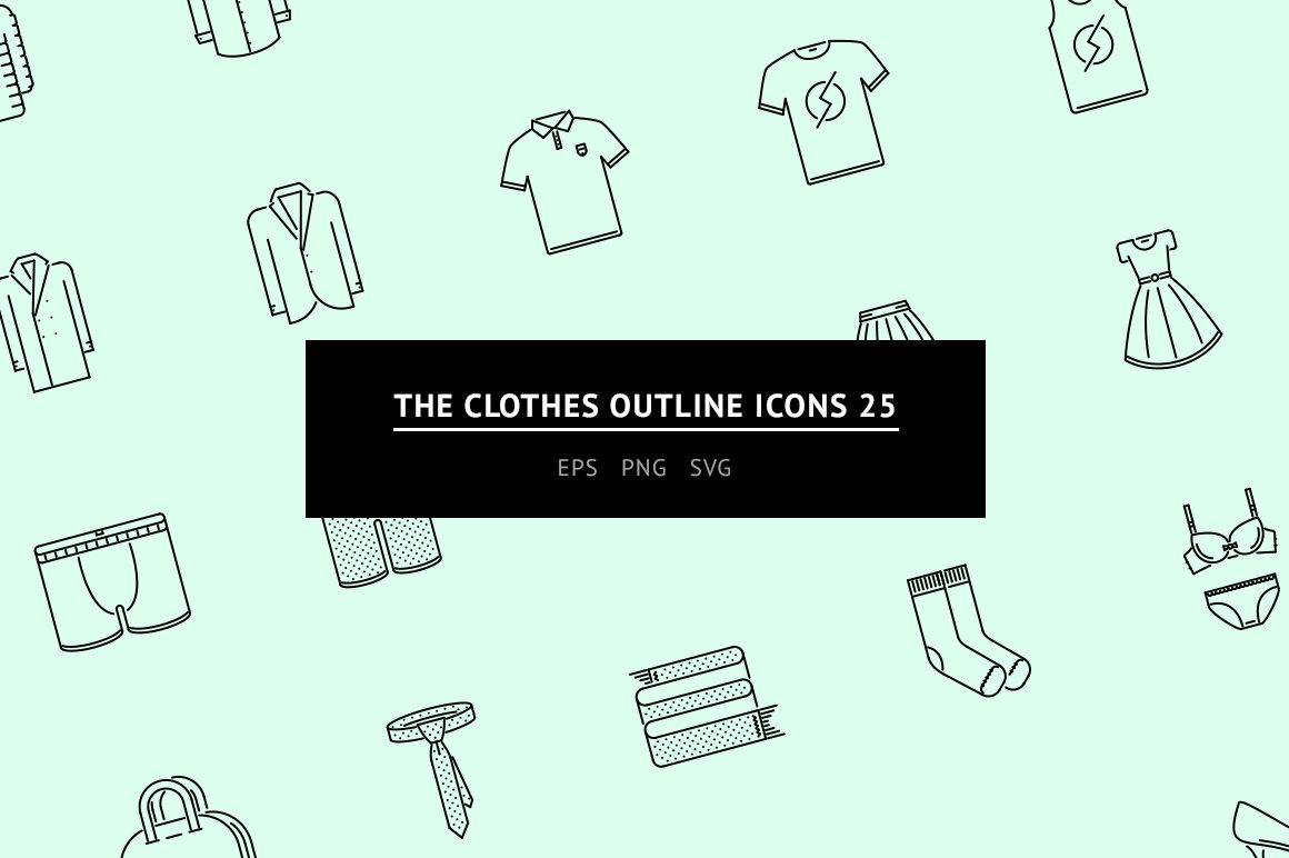 The Clothes Outline Icons 25 cover image.